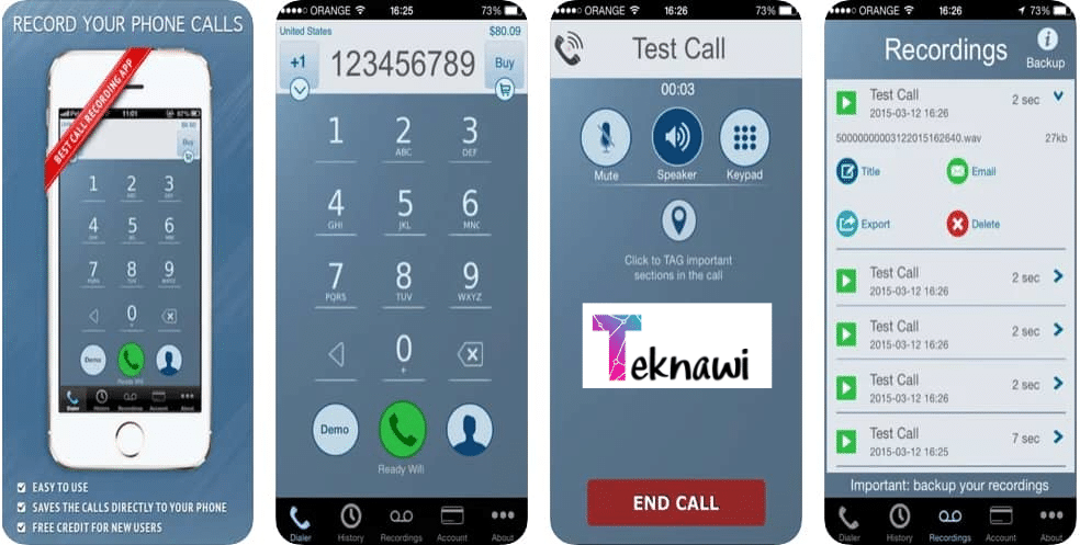برنامج Call Recorder Int Call يعتبر من أقوي برامج تسجيل المكالمات للأيفون