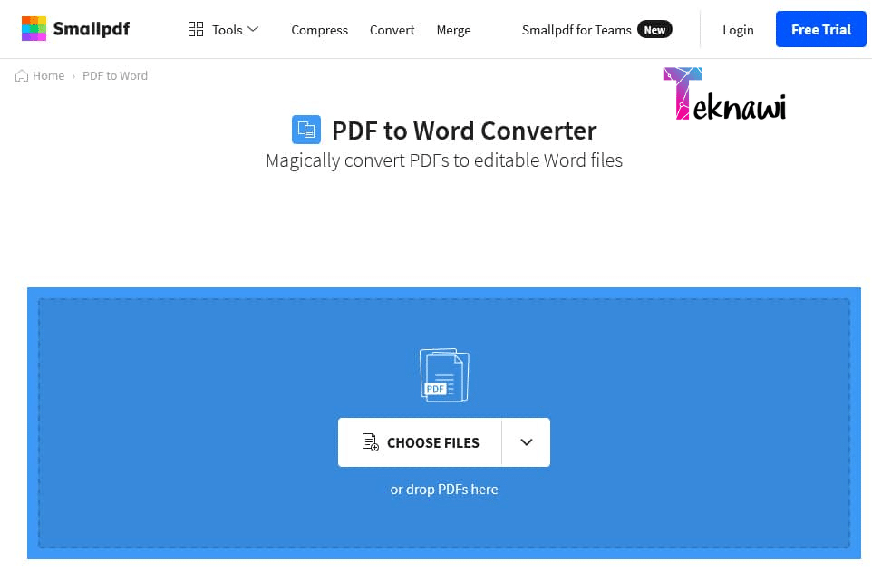 Smallpdf ضمن أقوي مواقع تحويل PDF إلى Word في عام 2024
